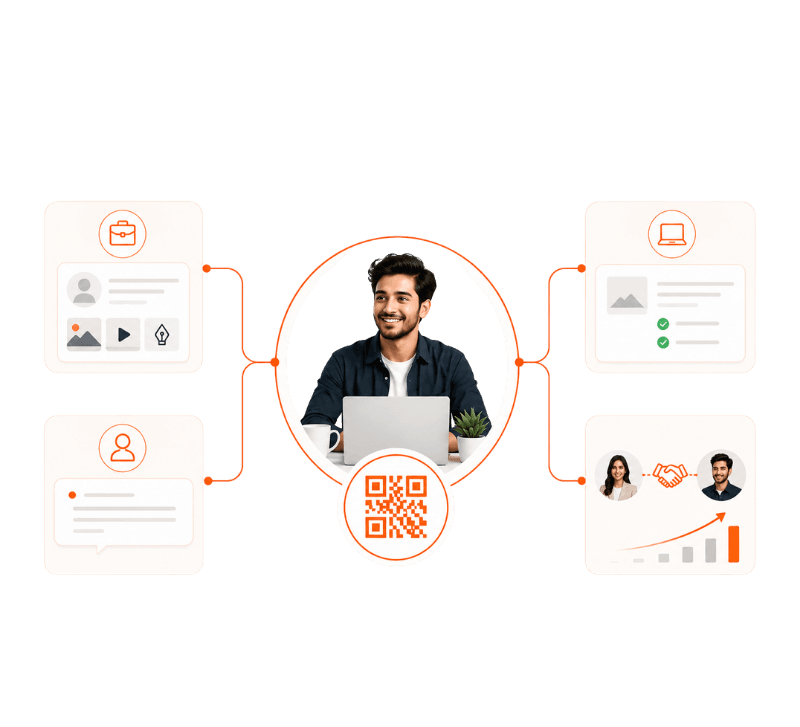 Illustration of a freelancer growing their business with an AI team