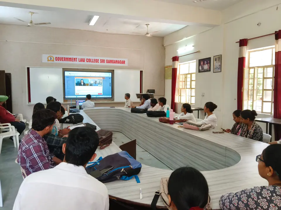 A seminar in session. Government Law College, Sri Ganganagar, Rajasthan.